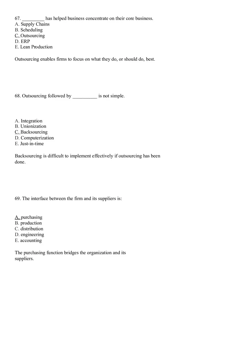 Industrial Engineering Supply Chain Management Answer Key Part 3 - Page 6