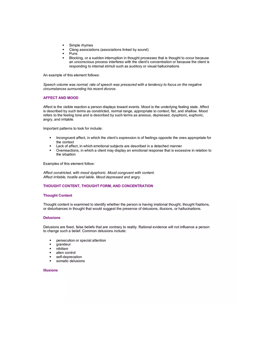 The Mental Status Examination Example - Page 2