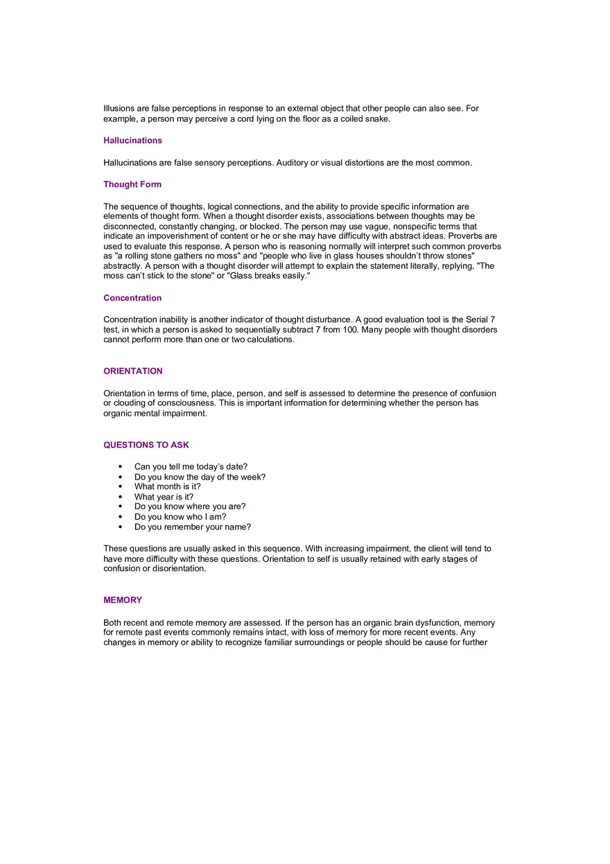 The Mental Status Examination Example - Page 3