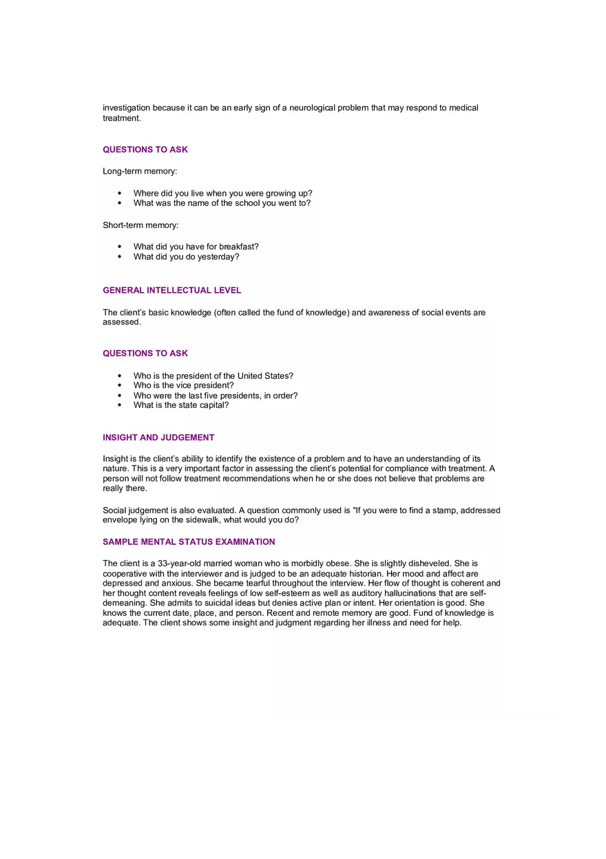 The Mental Status Examination Example - Page 4
