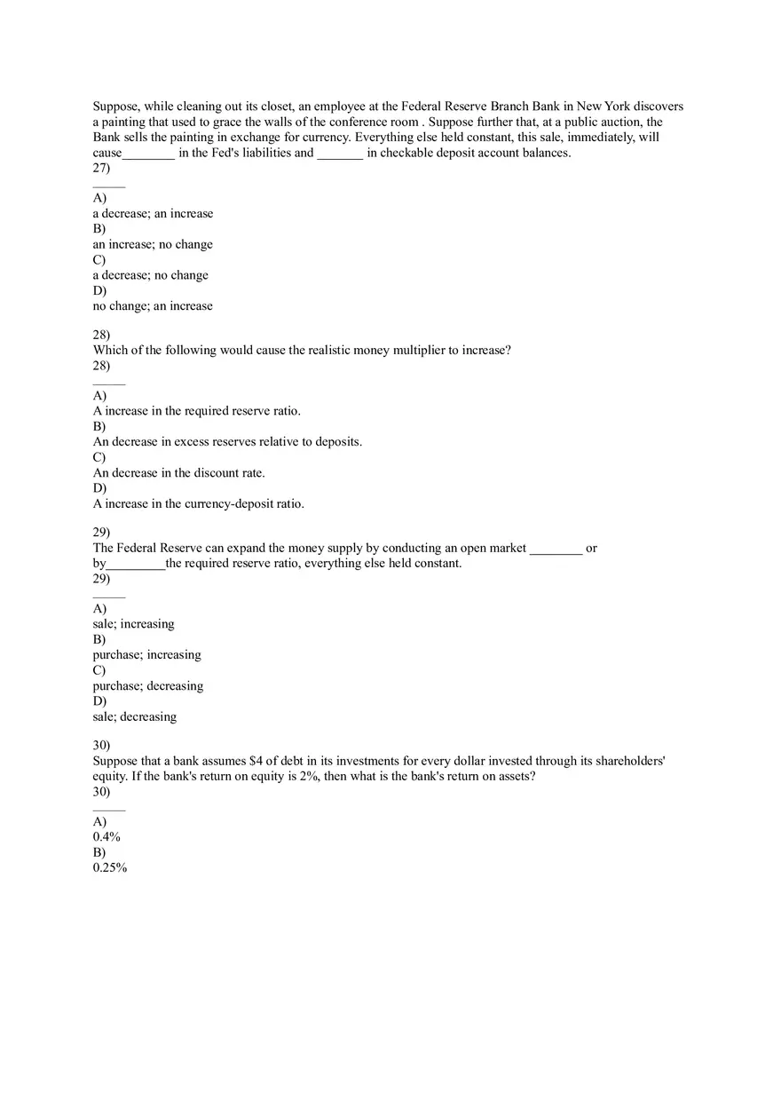 Exam About Money and Banking Answer Key - Page 9