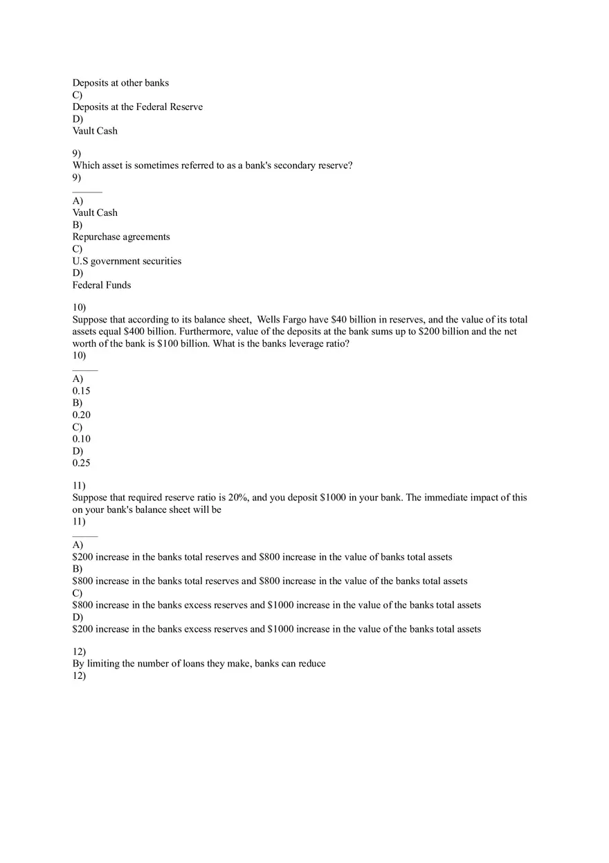 Exam About Money and Banking Answer Key - Page 4