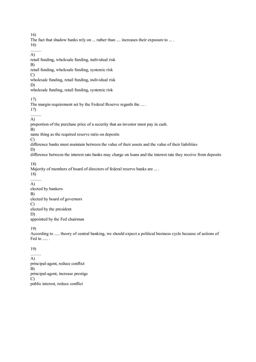 Exam About Money and Banking Answer Key - Page 6