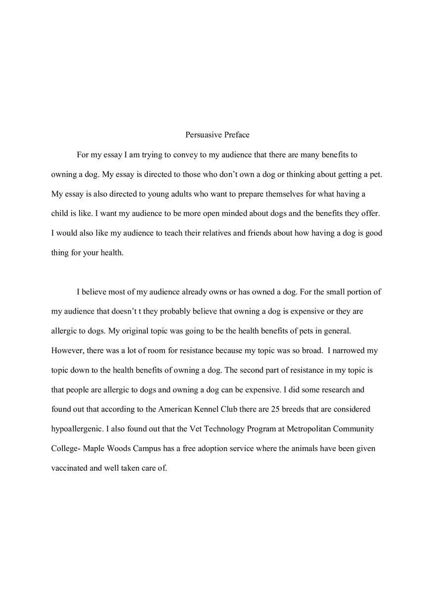 Persuasive Speech Essay - Why You Should Own a Dog - Page 1