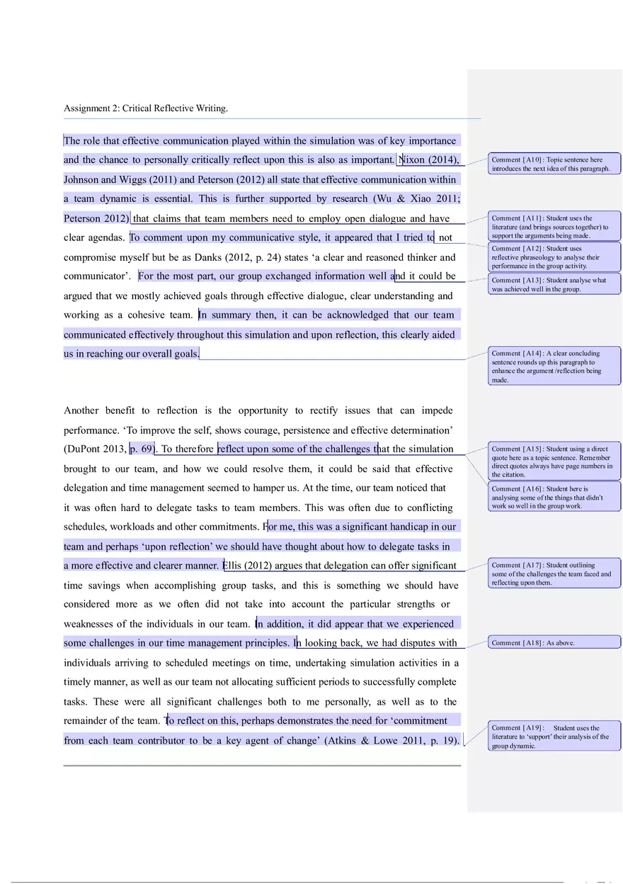 Critical Reflective Writing (Sample Essay - General) - Page 2
