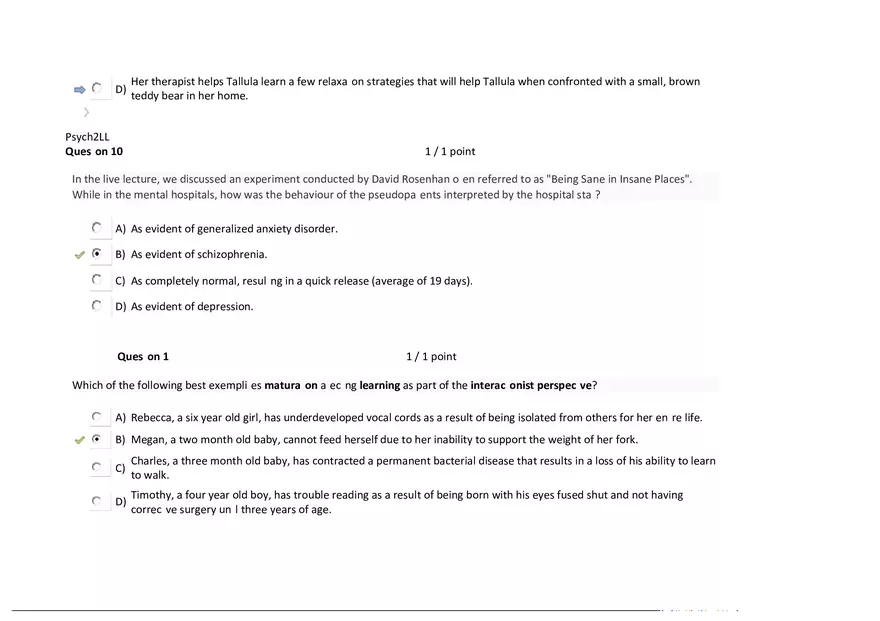 Foundations of Psychology, Neuroscience and Behaviour Exam Answer Key 8 - Page 12