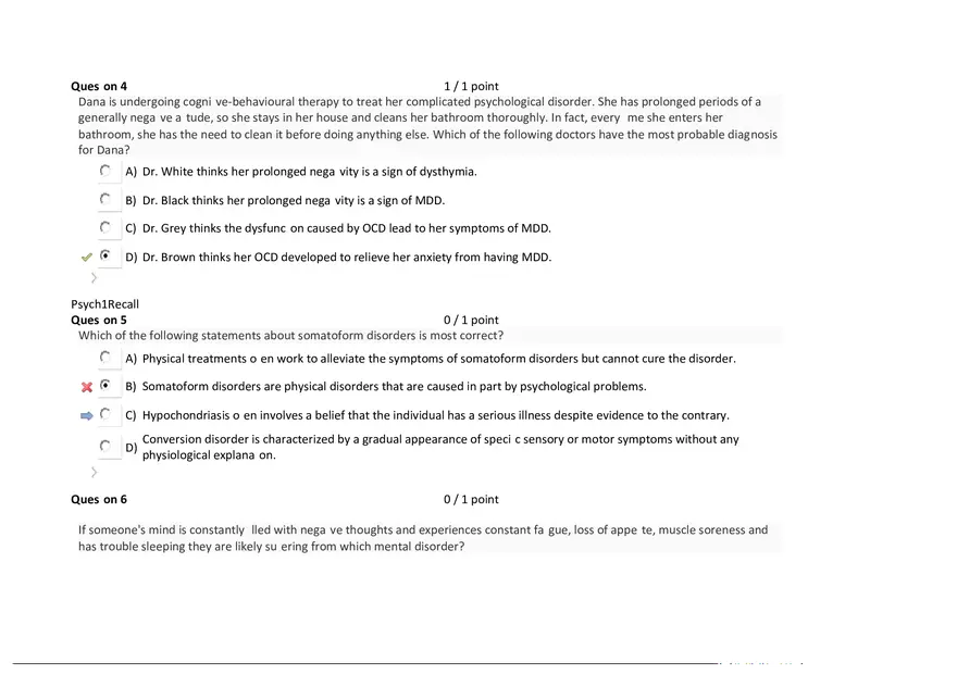 Foundations of Psychology, Neuroscience and Behaviour Exam Answer Key 8 - Page 1