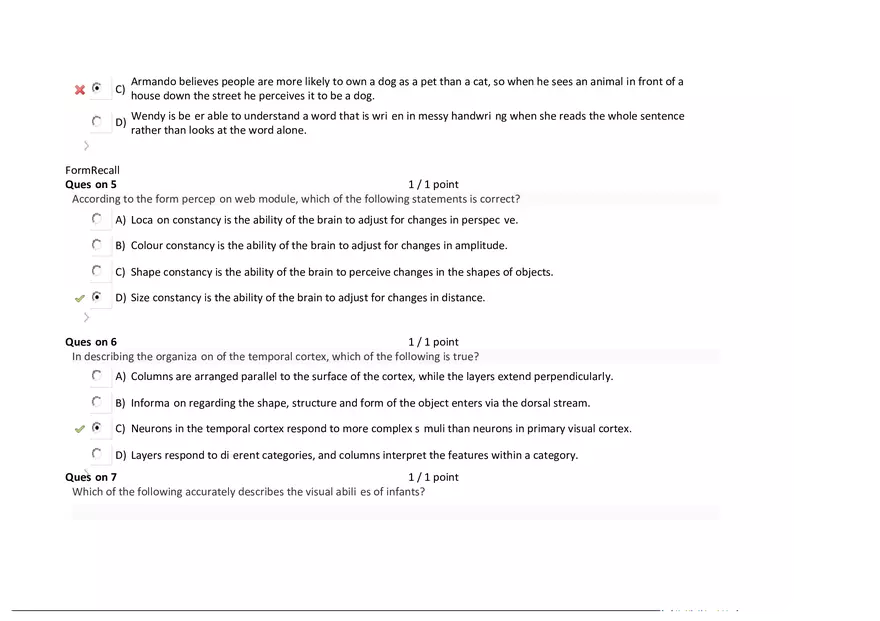 Foundations of Psychology, Neuroscience and Behaviour Exam Answer Key 7 - Page 7