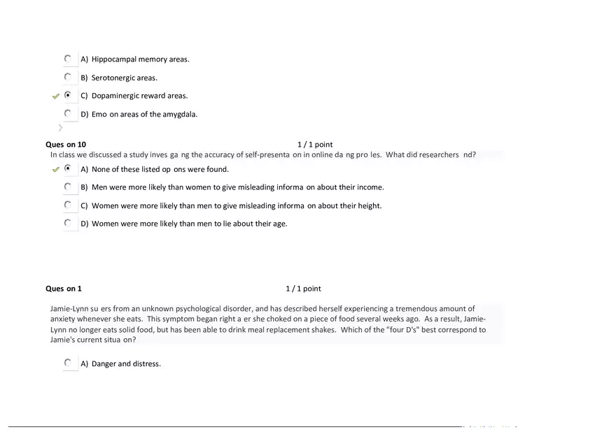 Foundations of Psychology, Neuroscience and Behaviour Exam Answer Key 7 - Page 5