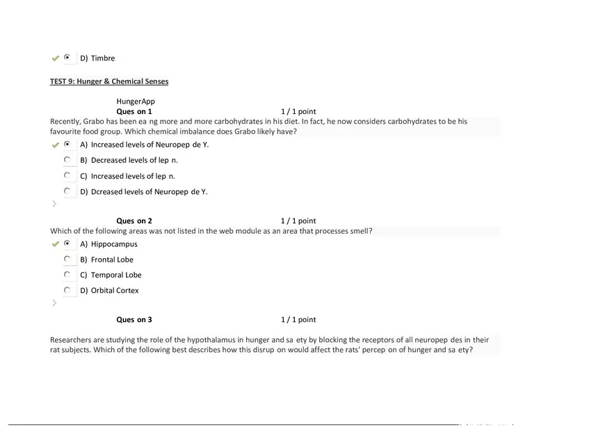 Foundations of Psychology, Neuroscience and Behaviour Exam Answer Key 4 - Page 9