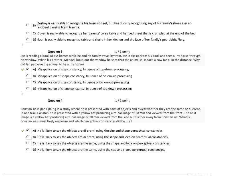Foundations of Psychology, Neuroscience and Behaviour Exam Answer Key 4 - Page 2