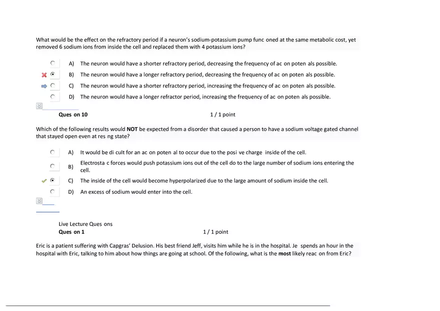 Foundations of Psychology, Neuroscience and Behaviour Exam Answer Key 9 - Page 8