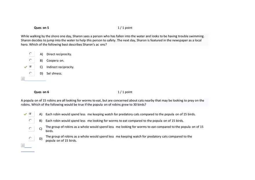 Foundations of Psychology, Neuroscience and Behaviour Exam Answer Key 9 - Page 1