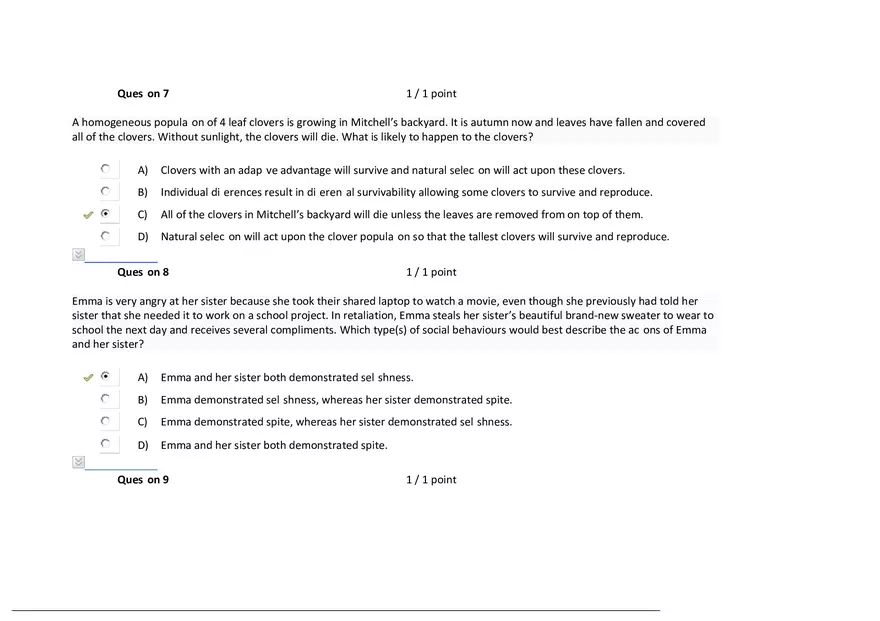 Foundations of Psychology, Neuroscience and Behaviour Exam Answer Key 9 - Page 2
