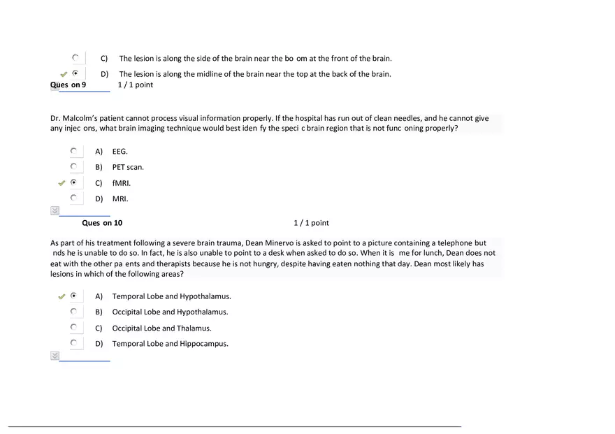 Foundations of Psychology, Neuroscience and Behaviour Exam Answer Key 9 - Page 3