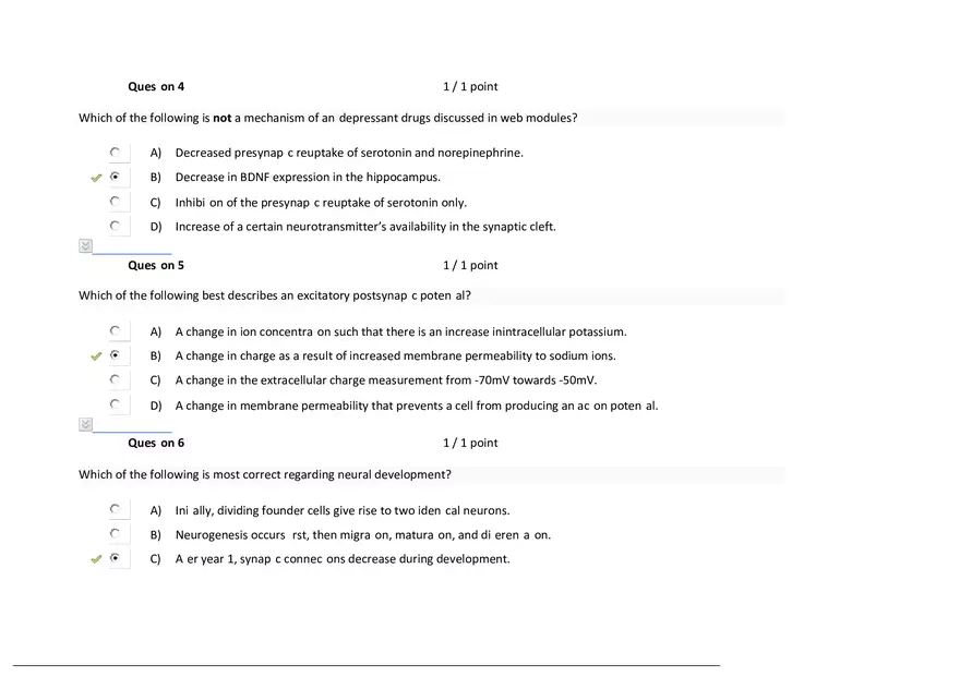 Foundations of Psychology, Neuroscience and Behaviour Exam Answer Key 9 - Page 6