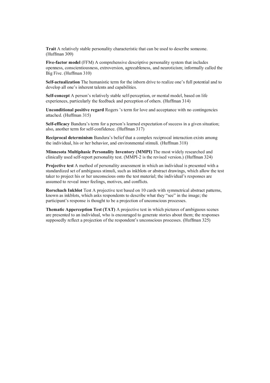 Psychology Vocabulary - Personality - Page 2
