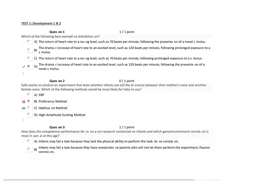 Foundations of Psychology, Neuroscience and Behaviour Exam Answer Key 1 - Page 1