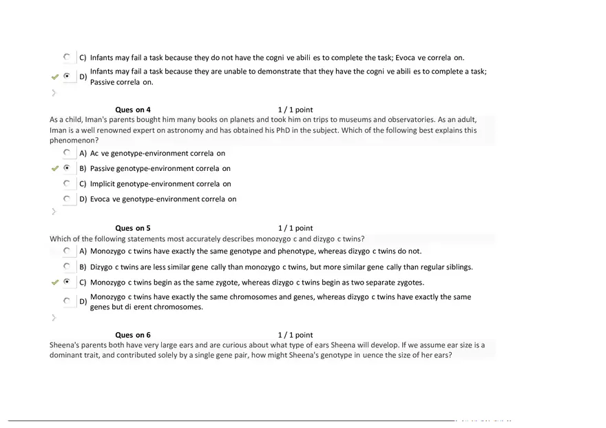 Foundations of Psychology, Neuroscience and Behaviour Exam Answer Key 1 - Page 2