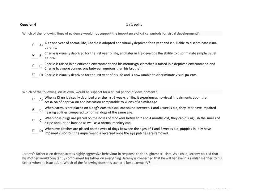 Foundations of Psychology, Neuroscience and Behaviour Exam Answer Key 1 - Page 6