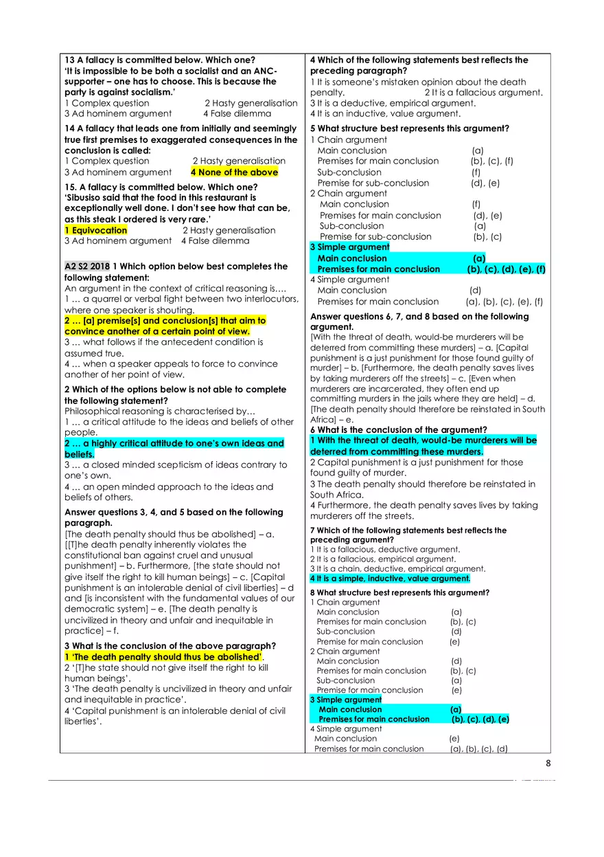 Critical Thinking Answer Key - Page 9