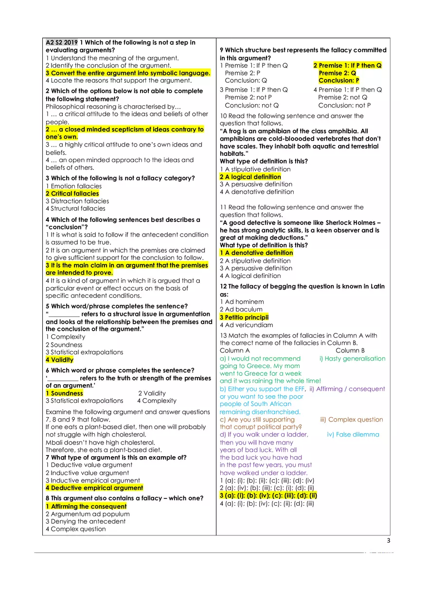 Critical Thinking Answer Key - Page 4