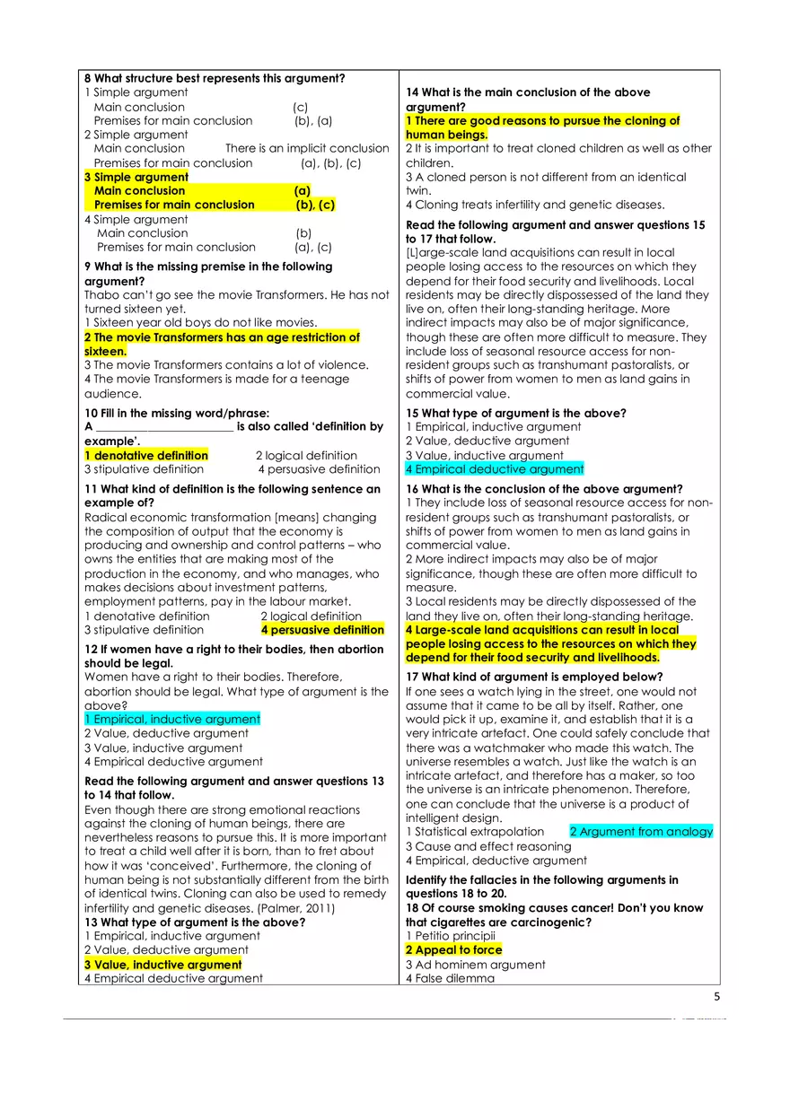 Critical Thinking Answer Key - Page 6
