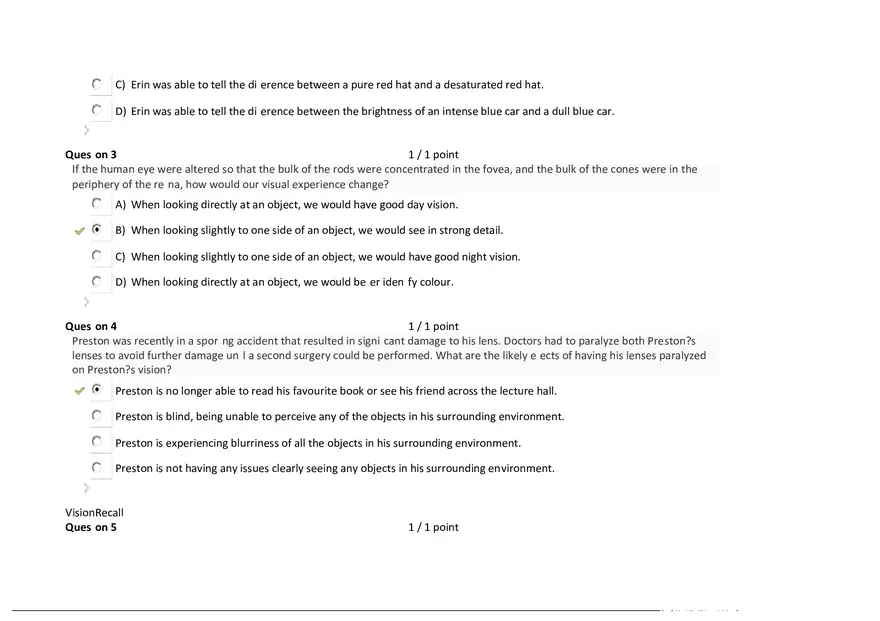 Foundations of Psychology, Neuroscience and Behaviour Exam Answer Key 6 - Page 7
