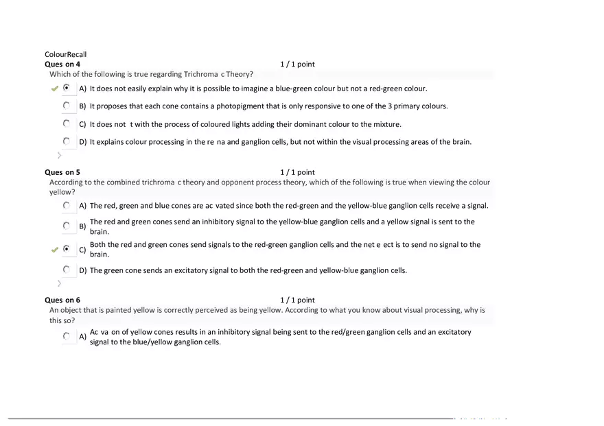 Foundations of Psychology, Neuroscience and Behaviour Exam Answer Key 6 - Page 12