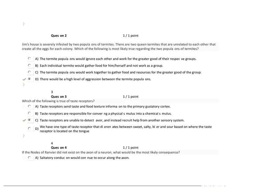 Foundations of Psychology, Neuroscience and Behaviour Exam Answer Key 6 - Page 1