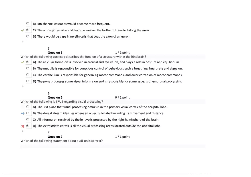 Foundations of Psychology, Neuroscience and Behaviour Exam Answer Key 6 - Page 2