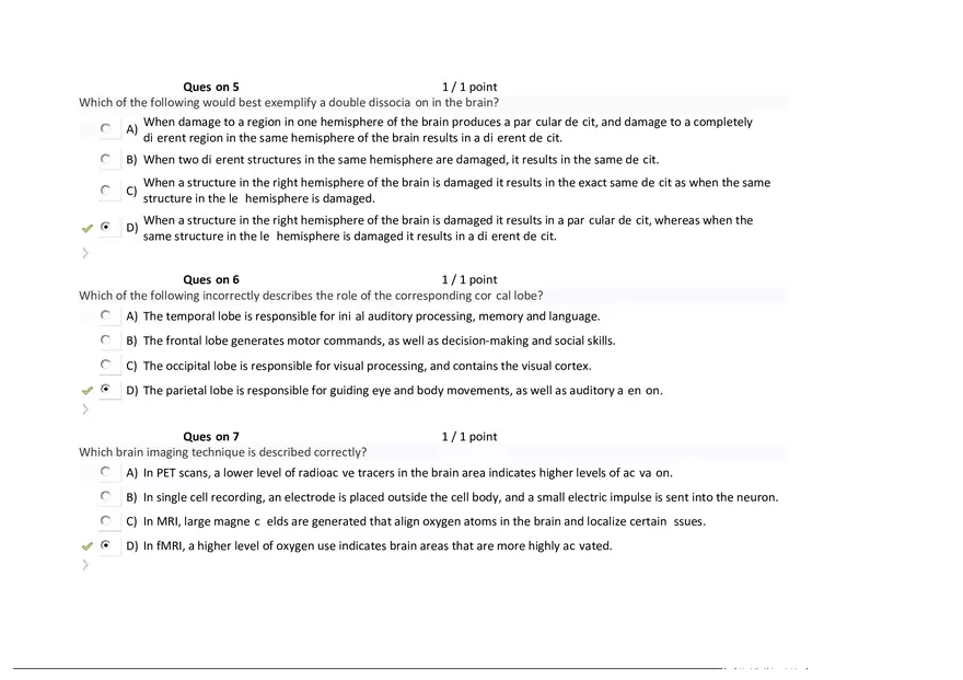 Foundations of Psychology, Neuroscience and Behaviour Exam Answer Key 2 - Page 8