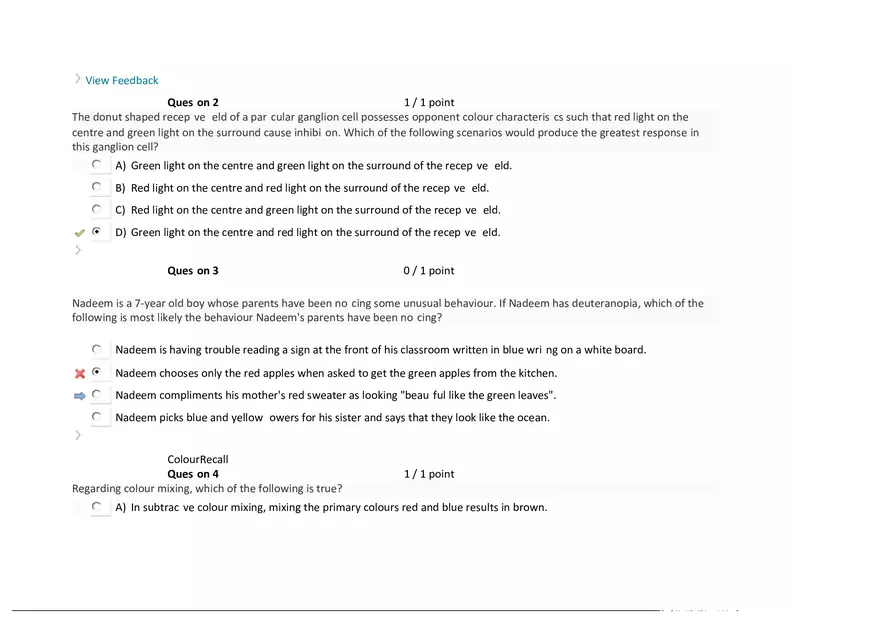 Foundations of Psychology, Neuroscience and Behaviour Exam Answer Key 3 - Page 8