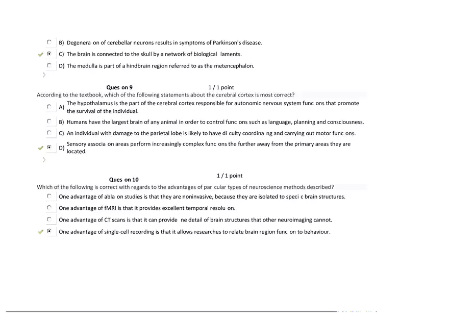 Foundations of Psychology, Neuroscience and Behaviour Exam Answer Key 3 - Page 3