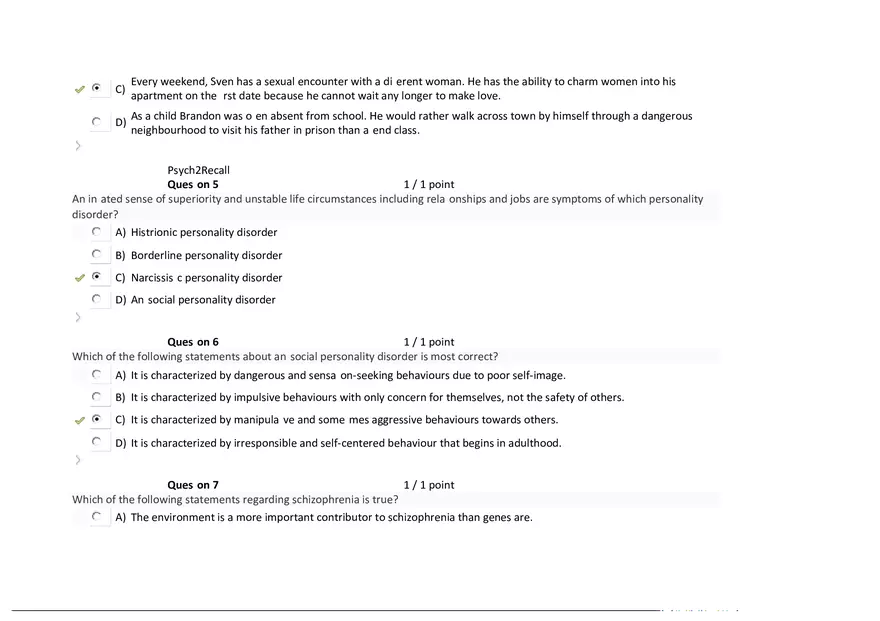 Foundations of Psychology, Neuroscience and Behaviour Exam Answer Key 5 - Page 8