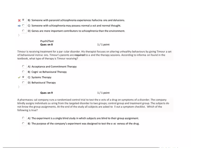 Foundations of Psychology, Neuroscience and Behaviour Exam Answer Key 5 - Page 9