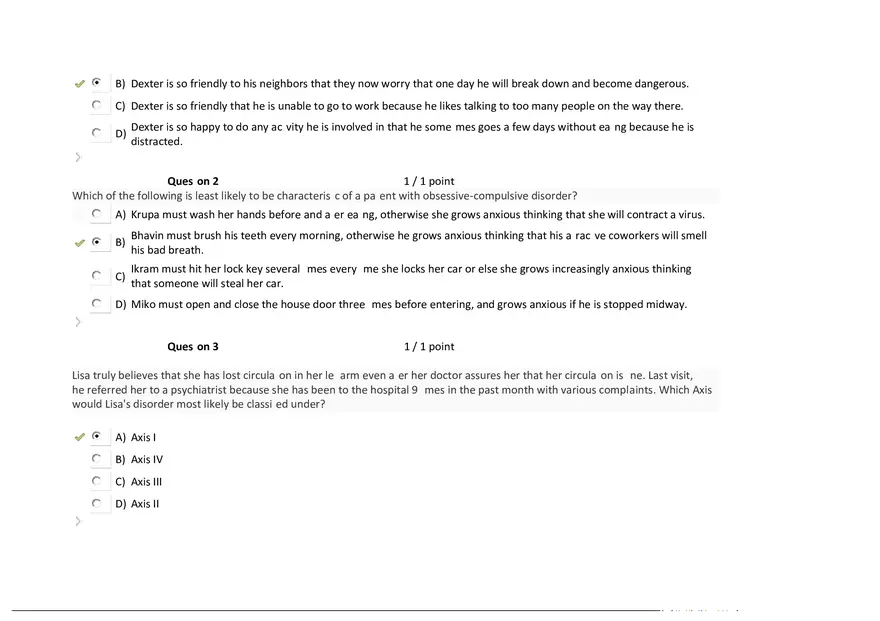 Foundations of Psychology, Neuroscience and Behaviour Exam Answer Key 5 - Page 3