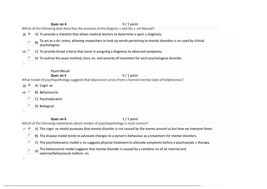 Foundations of Psychology, Neuroscience and Behaviour Exam Answer Key 5 - Page 4