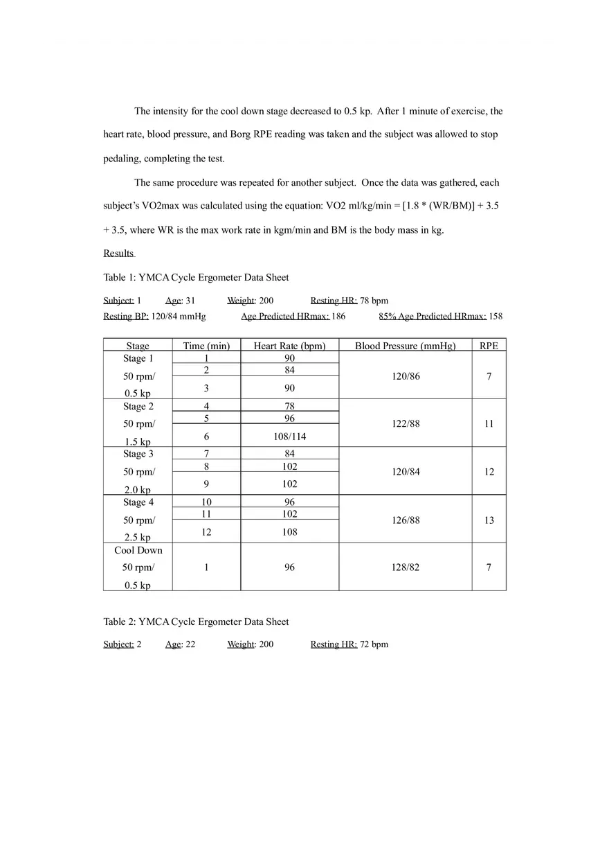 Lab 4 YMCA Bicycle Ergometer Functional Assessment - Page 3