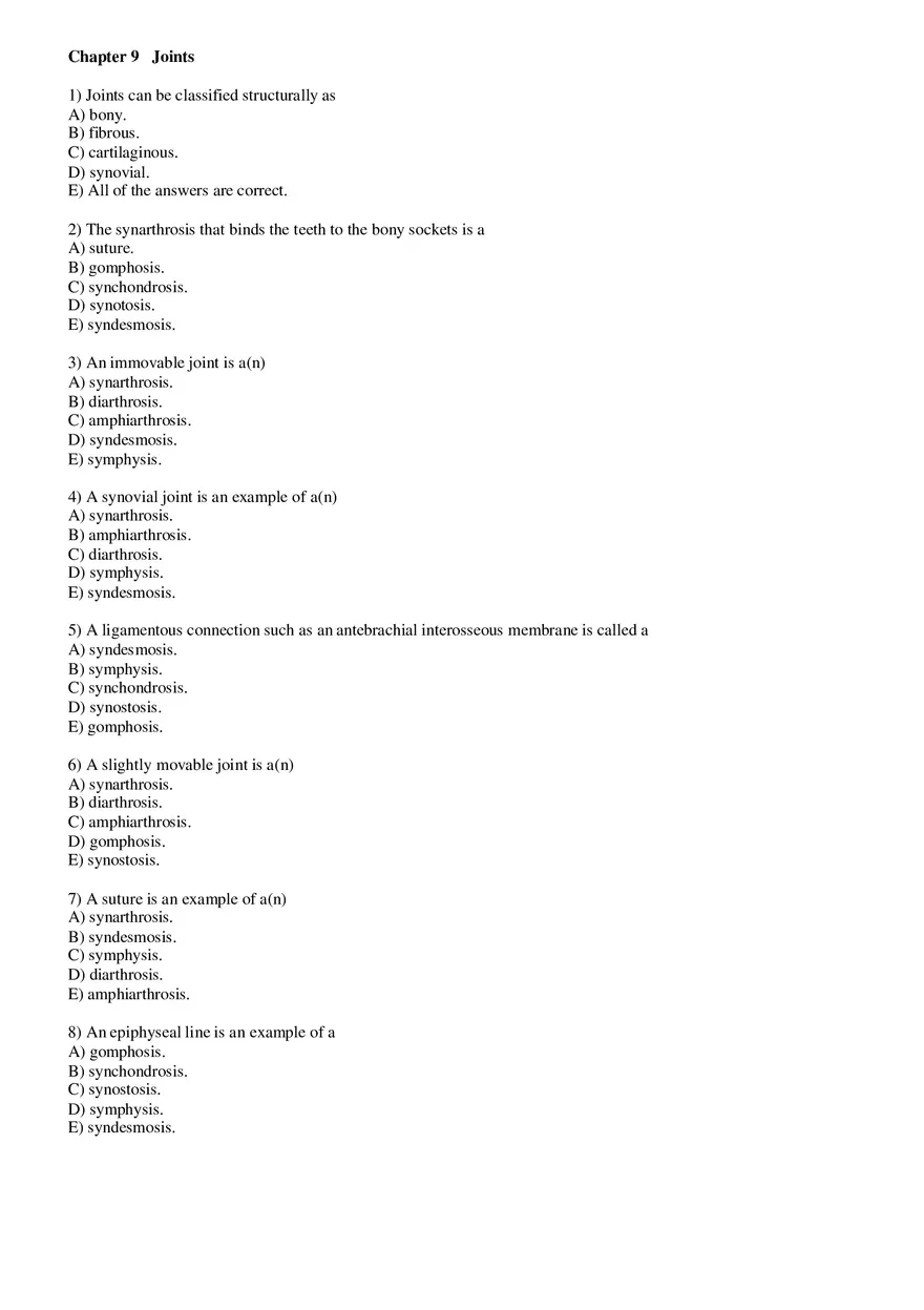 Joints Answer Key - Page 1