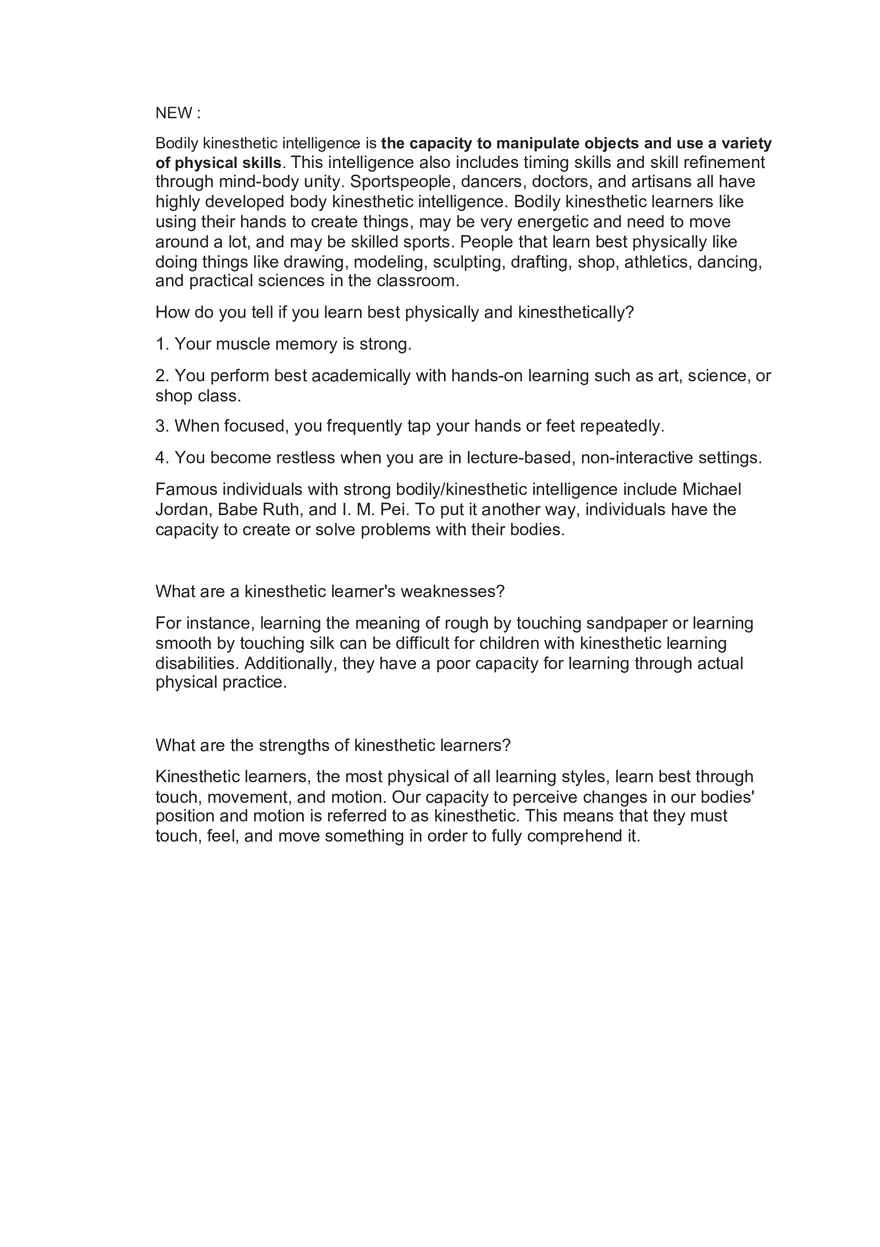 Bodily Kinesthetic Intelligence - Page 2