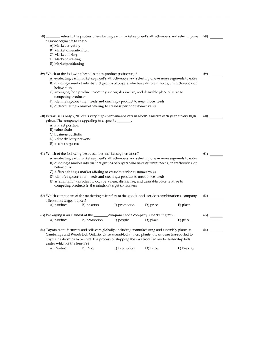 Fundamentals Of Marketing Chapter 2 Multiple Choice and Short Questions - Page 7
