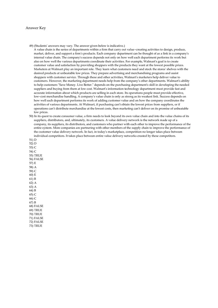 Fundamentals Of Marketing Chapter 2 Multiple Choice and Short Questions - Page 13