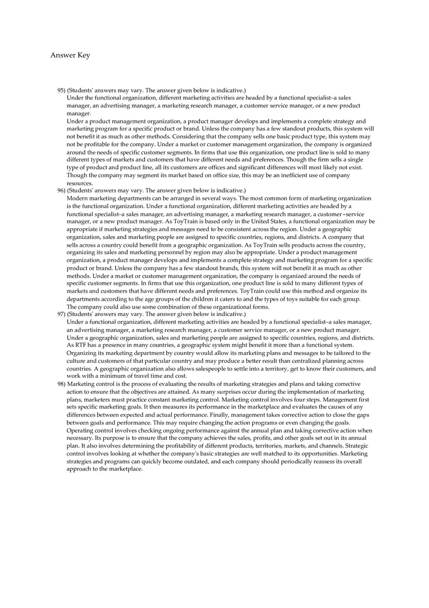 Fundamentals Of Marketing Chapter 2 Multiple Choice and Short Questions - Page 15