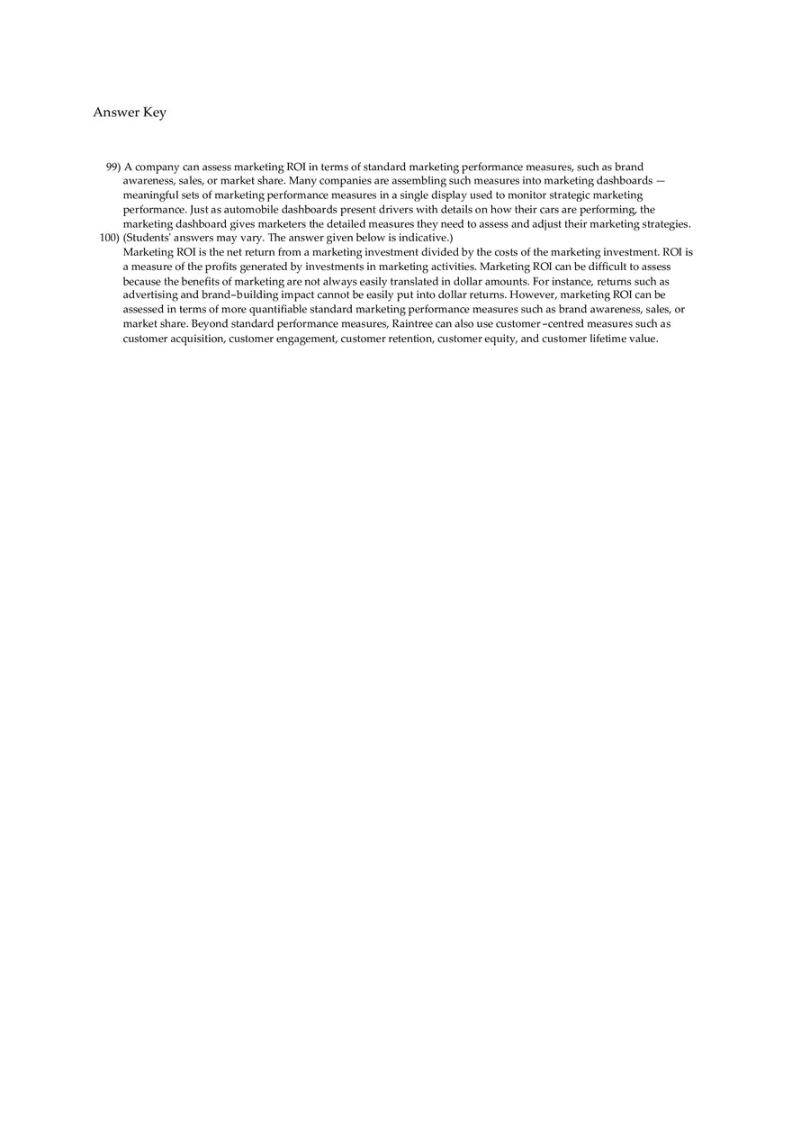 Fundamentals Of Marketing Chapter 2 Multiple Choice and Short Questions - Page 16