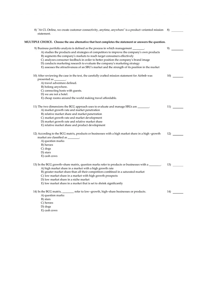 Fundamentals Of Marketing Chapter 2 Multiple Choice and Short Questions - Page 18