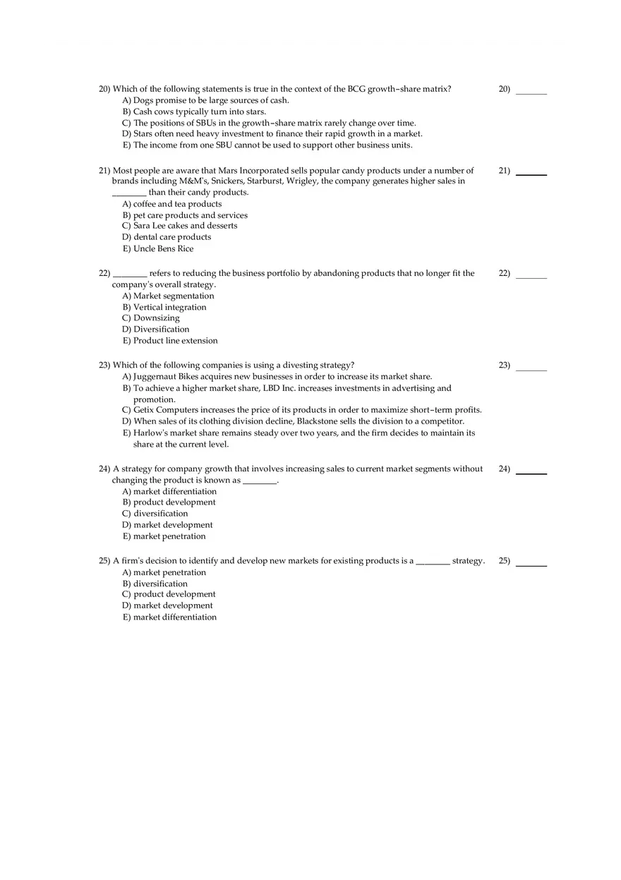 Fundamentals Of Marketing Chapter 2 Multiple Choice and Short Questions - Page 20