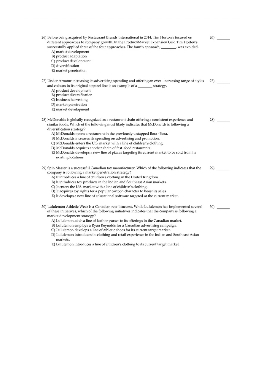 Fundamentals Of Marketing Chapter 2 Multiple Choice and Short Questions - Page 3