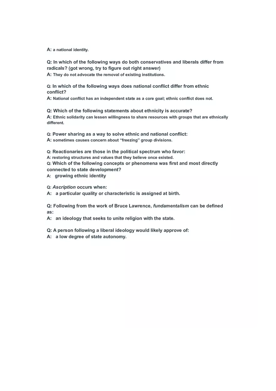 Comparative Politics Quiz Three Study Guide Notes - Page 2