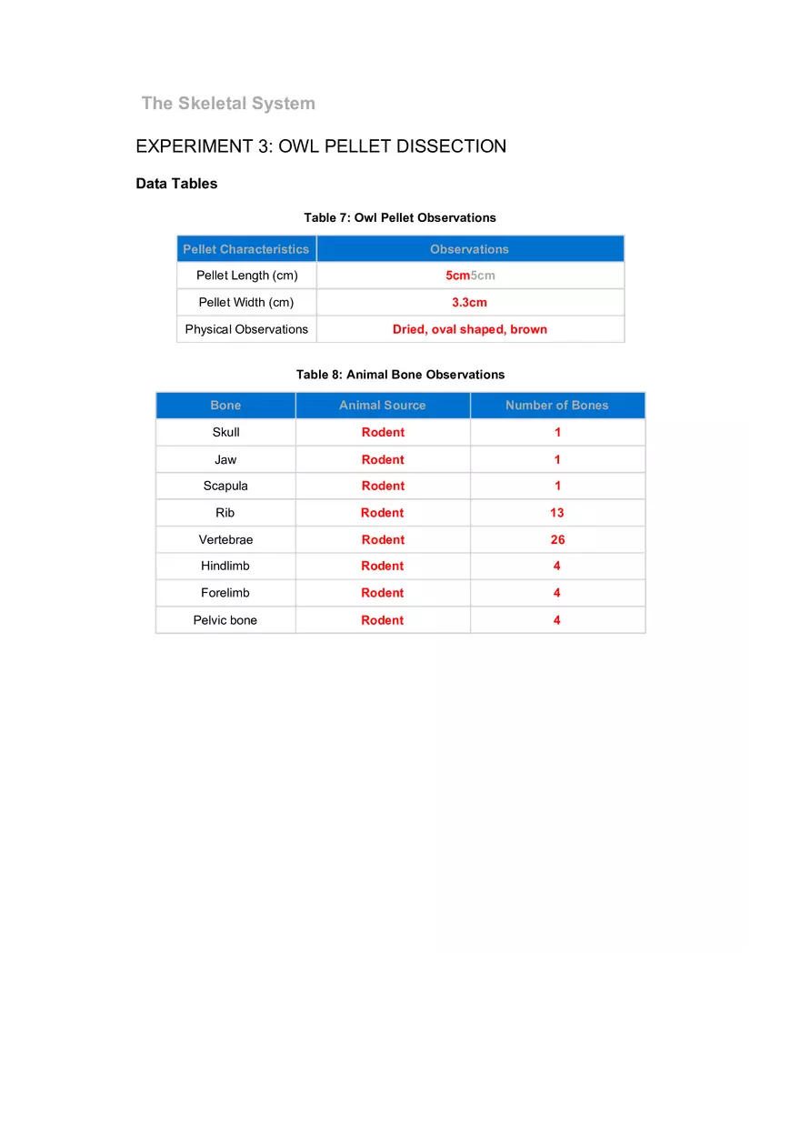 The Skeletal System Tables 6-16 - Page 7